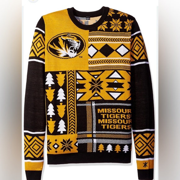 FOCO Black and Gold Missouri Mizzou Long Sleeve Sweater Size Large EUC - Picture 1 of 6